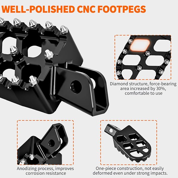 Nilight Motorcycle Foot Pegs Dirt Bike Footpegs Fit for Kawasaki KLX110 2002-2023 KLX110L 2010-2023 KX60 1998-2003 CNC Foot Pegs for Motorcycles Heavy Duty Aluminum Alloy Foot Rests, Black