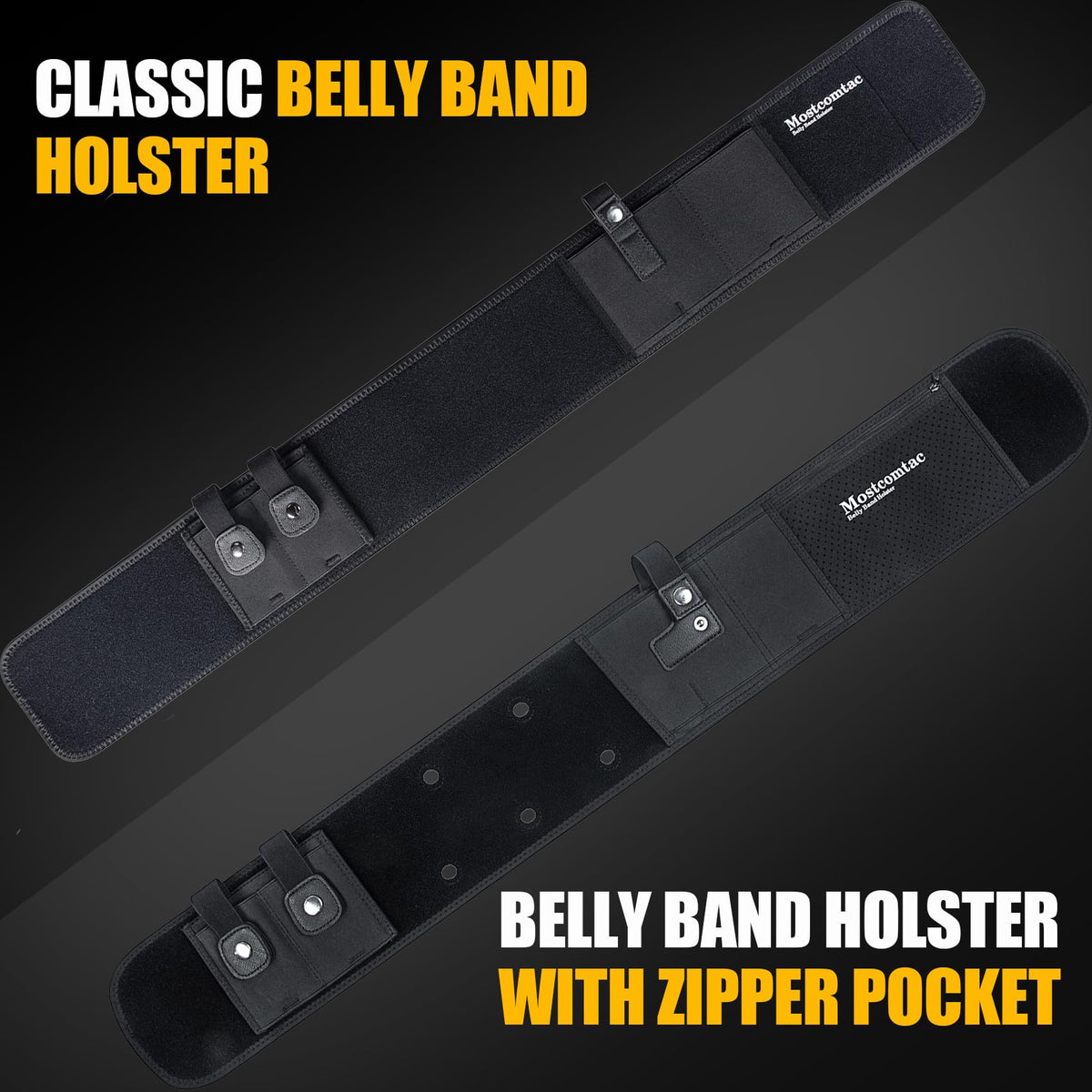 Mostcomtac Belly Band Holster for Men & Women - Breathable Neoprene Gun Holster, Multi - Pocket Tactical Belt for Outdoors, Fits G17-43x, Taurus G3C, G2C and Most 9mm and 381 Handguns（L-S）