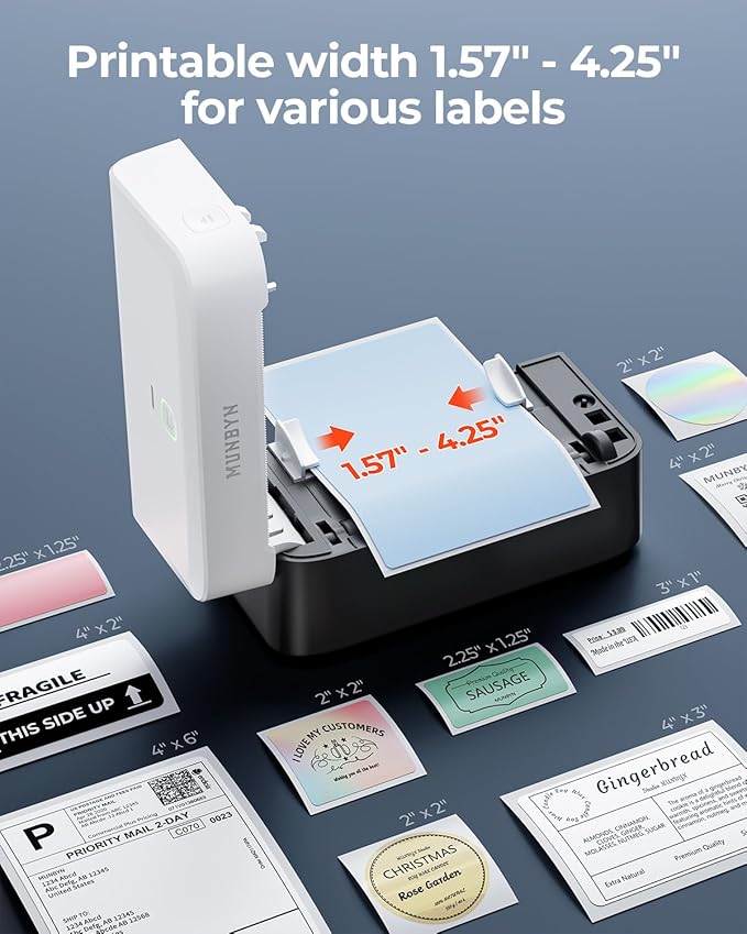 MUNBYN RW403B Bluetooth Thermal Label Printer+4"x6" Direct Thermal Shipping Labels+IPS03 440lb for Postal Scale