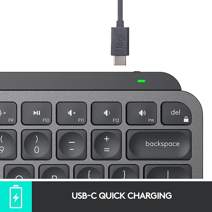 Logitech MX Keys Mini Wireless Illuminated Keyboard for Business, Compact, Logi Bolt Technology, Backlit, Rechargeable, Globally Certified, Windows/Mac/Chrome/Linux - Graphite