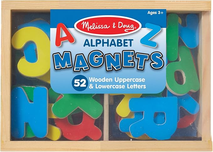 Melissa & Doug 52 Wooden Alphabet Magnets in a Box - Uppercase and Lowercase Letters