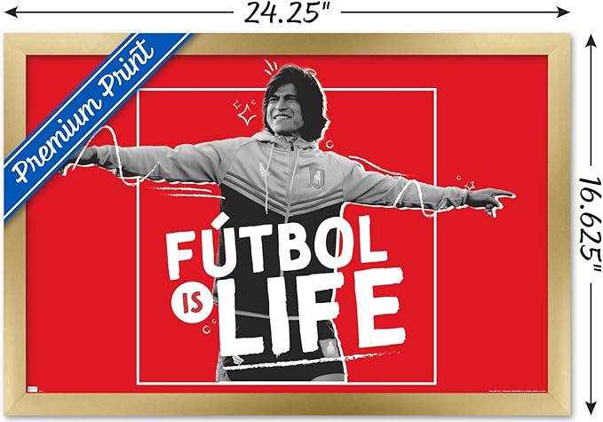 Ted Lasso - Futbol is Life Wall Poster, 22.4L" x 14.7W", Gold Framed Version