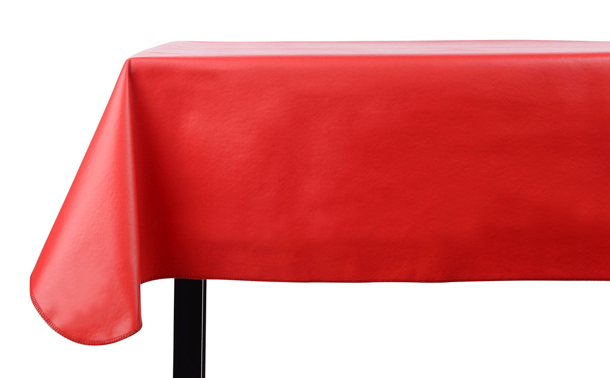 Yourtablecloth Heavy Duty Vinyl Rectangle or Square Tablecloth – 6 Gauge Heavy Duty Tablecloth – Flannel Backed – Wipeable Tablecloth with Vivid Colors & Many Sizes 52 x 120 Ruby Red
