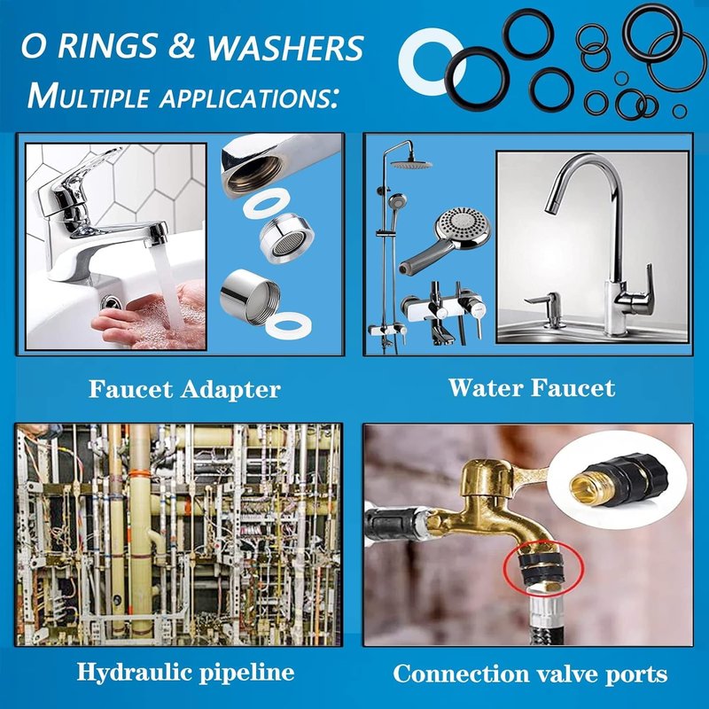 ZDBB 1000 Pcs 18 Size O Ring Kit+18 Size Rubber Washers Assortment Kit for Plumbing Faucet Water Pipe Garden Hose Washers Shower Heads Gasket Repair and Air or Gas Connections