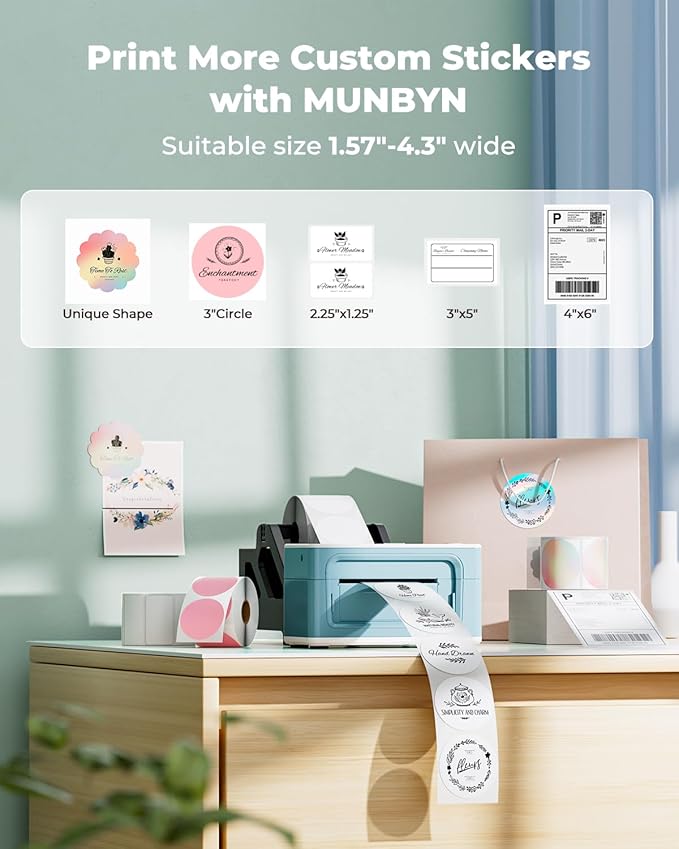 MUNBYN Bluetooth Thermal Label Printer 941BP, Wireless 300DPI 4x6 Shipping Label Printer for Small Business Compatible with Windows, Mac, iPhone, Android, PC, Ebay, Amazon, Shopify, Etsy, USPS (Green)
