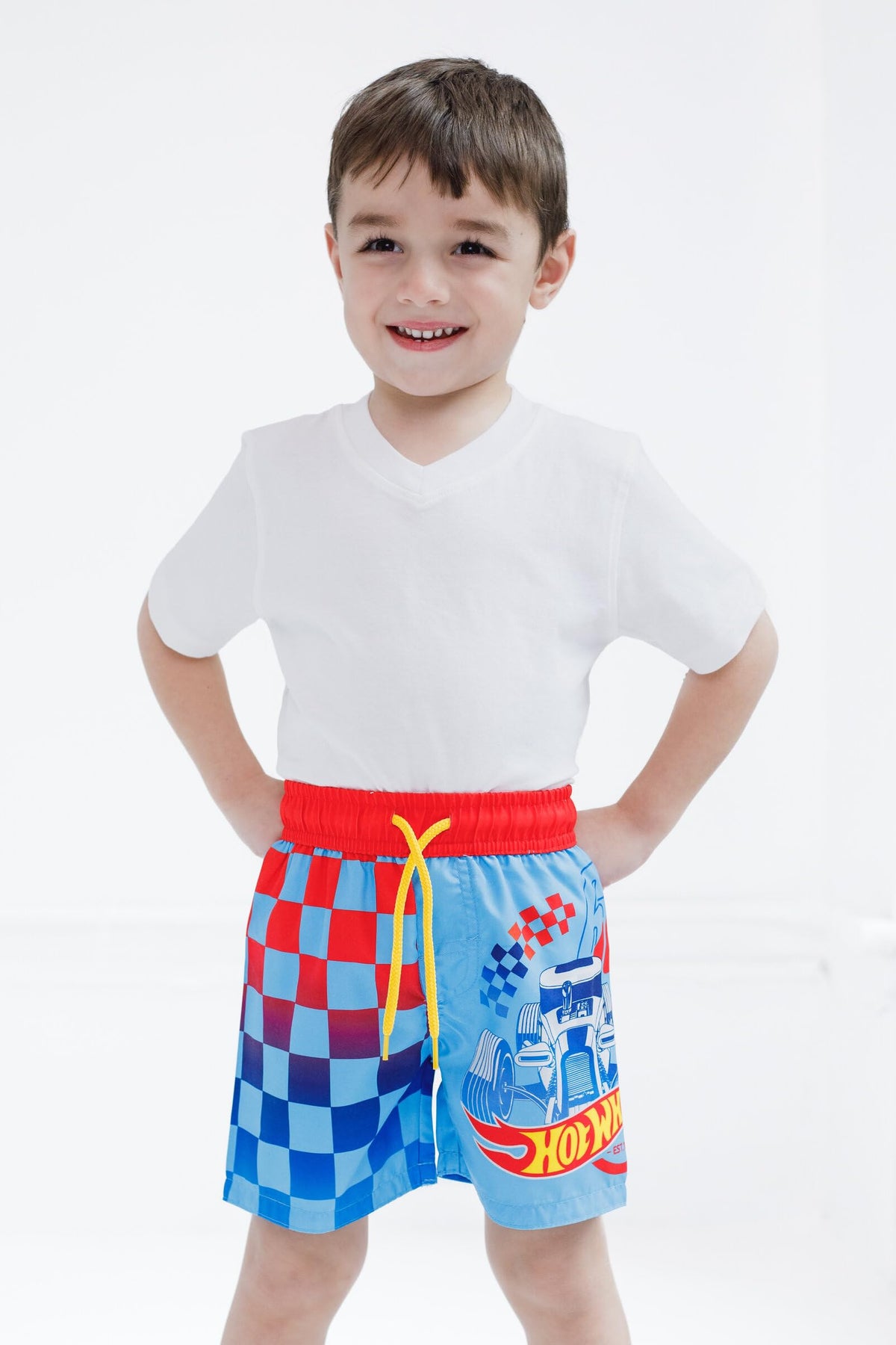 Hot Wheels Toddler Boys UPF 50+ Swim Trunks Bathing Suit Blue 5T
