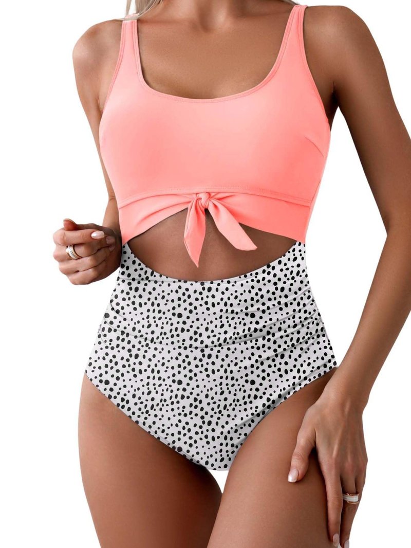 Eomenie Women's One Piece Swimsuit Tummy Control Slimming Bathing Suit Cutout Tie Knot Swimwear