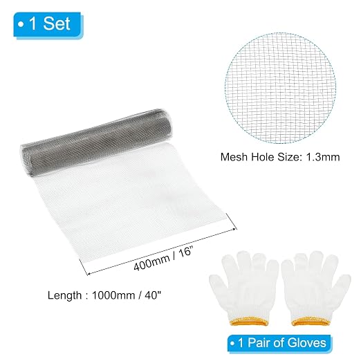 PATIKIL 40" L x 16" W Woven Wire Mesh, 16 Mesh 304 Stainless Steel Air Vent