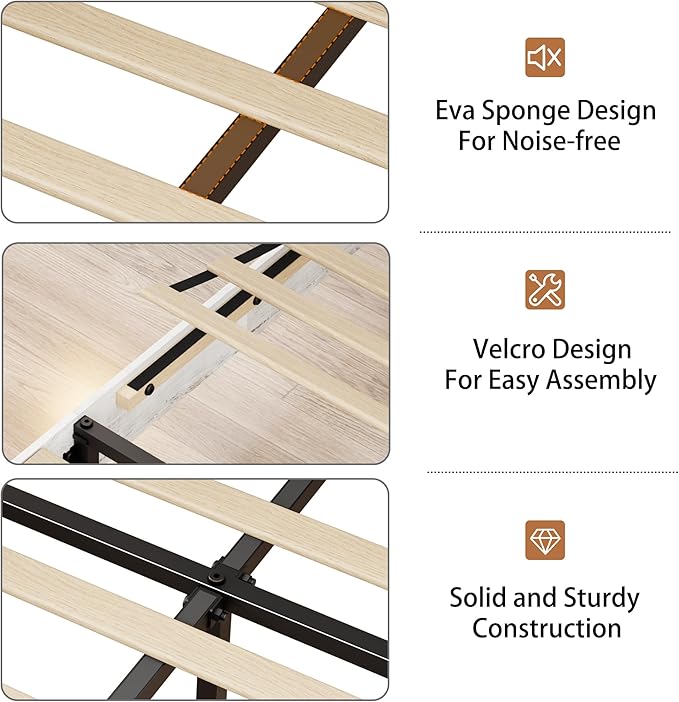 King Size Bed Frame with Wooden Headboard and Footboard, Rustic Platform Bedframe with Wood Slat Support, No Box Spring Needed, Under Bed Storage, Easy Assembly, White