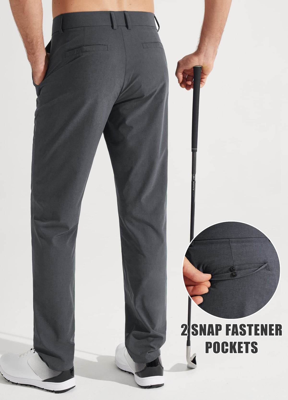 Libin Mens Golf Pants Classic Fit Stretch Work Dress Pants 32" Quick Dry Lightweight Business Casual Trousers Comfort Water Resistant, Iron Grey, 32W x 32L