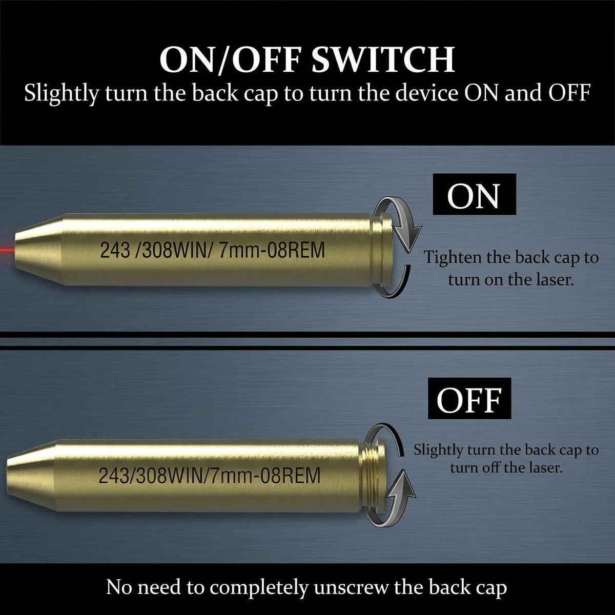 GOTICAL 308 or 30-06 Bore Sight Laser Red Dot in-Chamber Cartridge, Laser Will Display a 2” dot at 100 Yards, Designed for Fast Gun zeroing and Sighting, SIX Batteries are Included