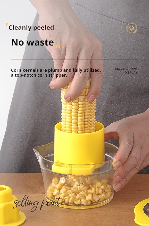Zenqvox Corn Stripper Tool——4-in-1 Corn Peeler for Corn on the Cob with Measuring Cup and Grater, Versatile Kitchen Gadget and Corn Shucker Tool for Fresh Kernels.