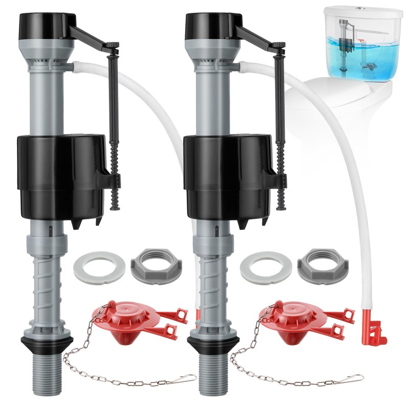 Saillong 2 Sets Toilet Float Replacement Kit, Universal Toilet Flusher Replacement Kit and 2 Inch Flapper Replacements, High Performance Tank Water Control and Fill Valve