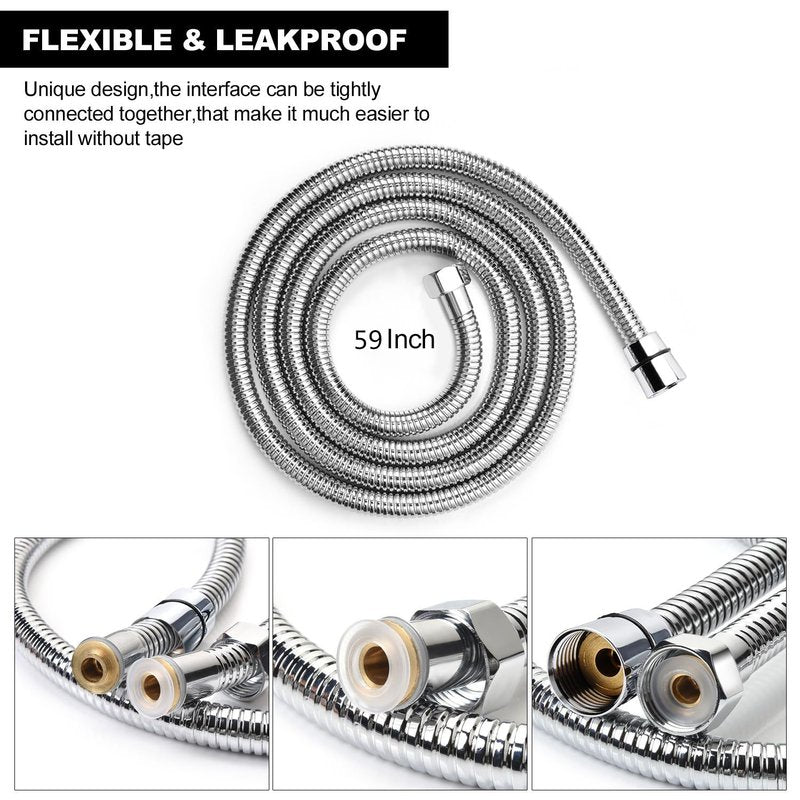 Blissland Shower Hose, 59 Inches Long Stainless Steel Handheld Shower Head Hose with Brass Insert and Nut - Durable and Flexible