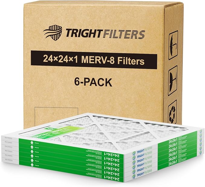 24x24x1 Air Filter 6 Pack, Durable MERV 8 Pleated Home HVAC AC Furnace Filters