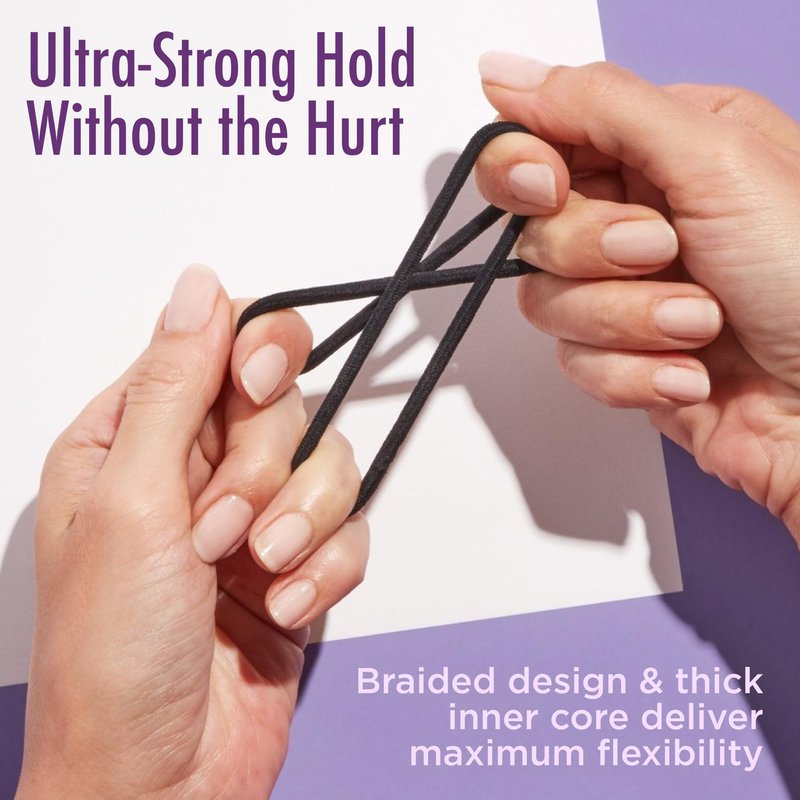 Goody Ouchless Hair Elastics - No Pull, No Breakage, Tangle-Free Hold for Thick, Curly, Coily & Textured Hair - 30 Count, Black, Long-Lasting Ponytail Holders for Women & Men