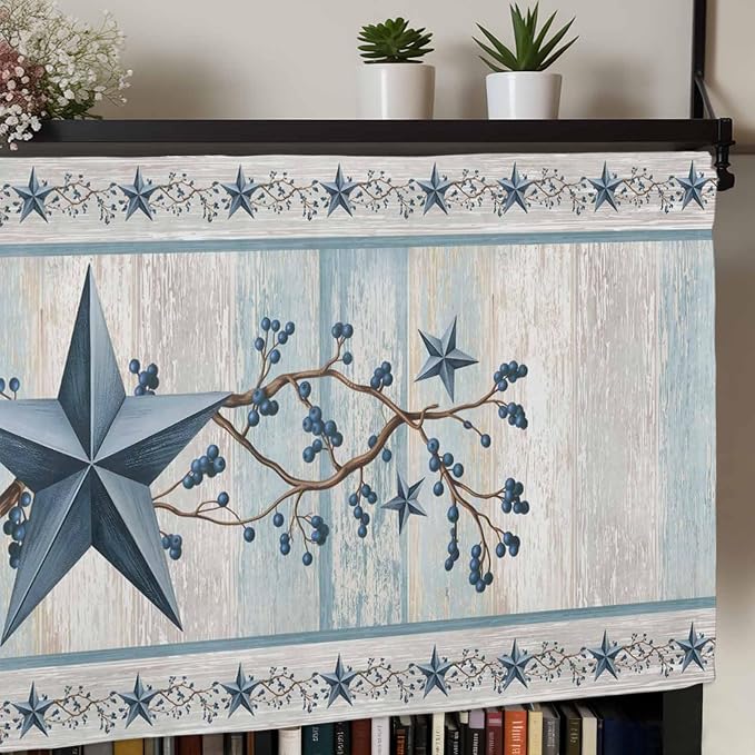 Texas Star Blue Curtain Valances