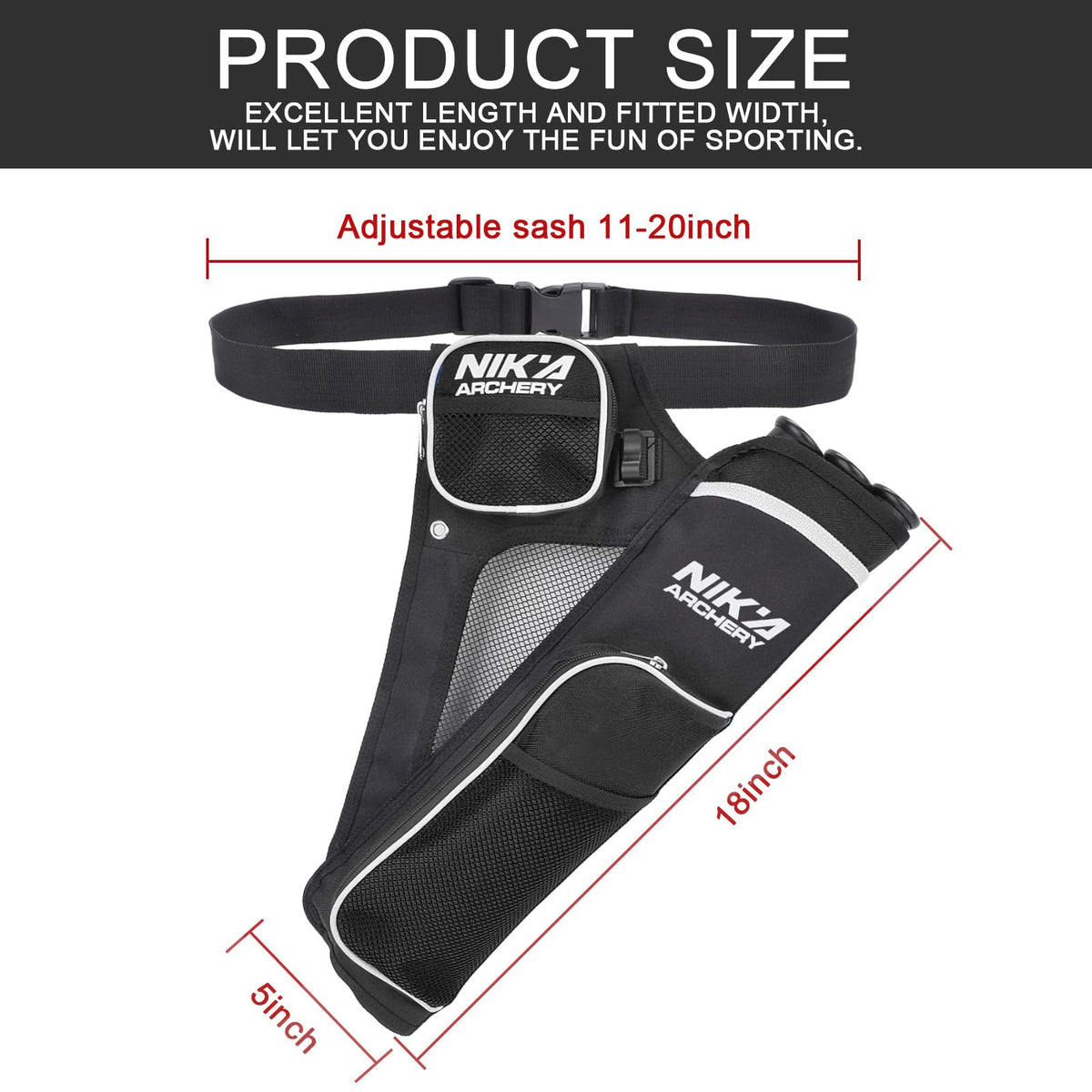 SHENG-RUI Archery Arrow Quiver Holder, L/R 3-Tubes Hip Quiver Arrow Bag with Adjustable Belt for Youth & Adults Arrows Hunting Target Practicing