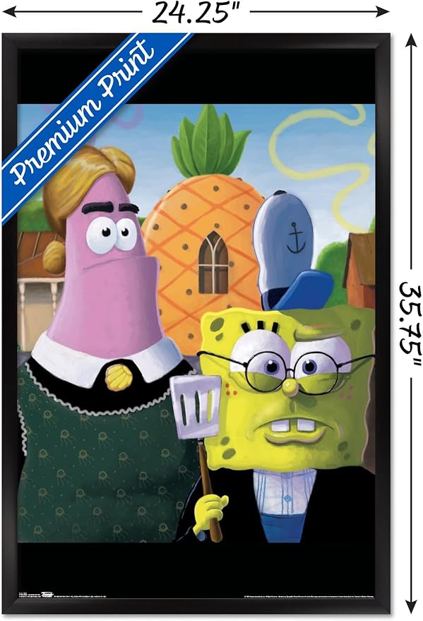 Trends International Nickelodeon Spongebob - American Gothic Wall Poster, 22.375" x 34", Black Framed Version