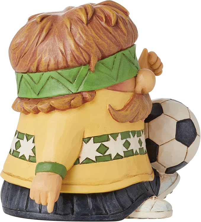 Enesco Jim Shore Heartwood Creek Athletes Soccer Player Goal-Oriented Gnome Mini Figurine- Resin Hand Painted Crafted Collectible Decorative Figurines Home Decor Sculpture Shelf Statue Gift, 4 Inch