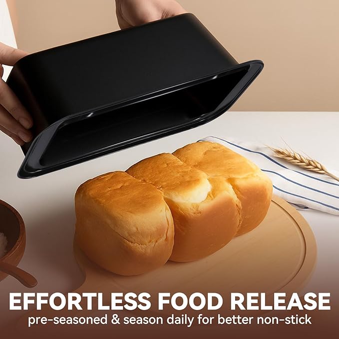 Yoehka 6 Pack Bread Pan Set, Non-Stick 8×4 Carbon Steel Loaf Pans, Black