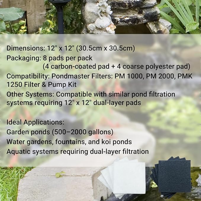 Replacement Filter Pads for Pondmaster 1000 & 2000 Polyester & Carbon