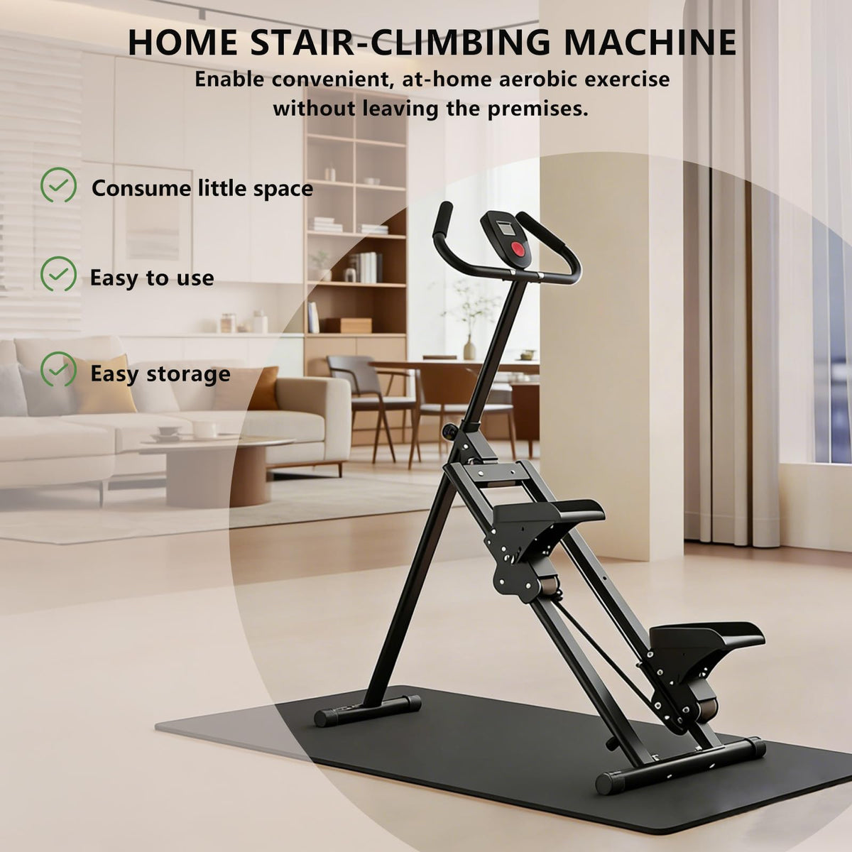 Foldable Stair Stepper for Home Gym, Adjustable Resistance Mini Stepper with Non-Slip Pedals, 300lb Capacity Quiet Climber Cardio Equipment，Compact Exercise Step Machine