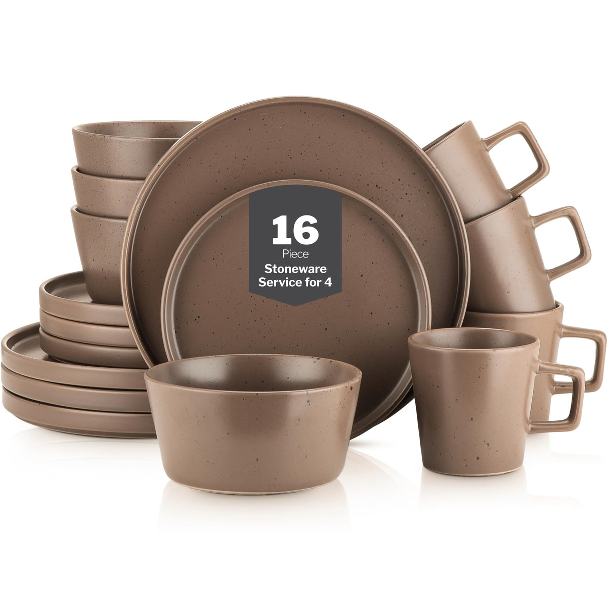 Stone Lain 32 Piece Stoneware Dinnerware Set, Service for 8, Gray Matte