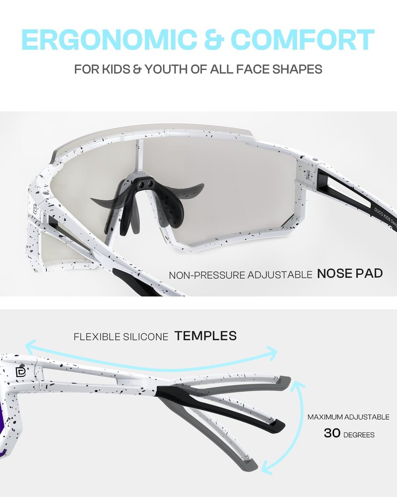 DUCO Polarized Kids Sunglasses Youth Baseball Sports Running UV400 Protection Cycling Glasses Boys Girls 6-16 Aged DK310