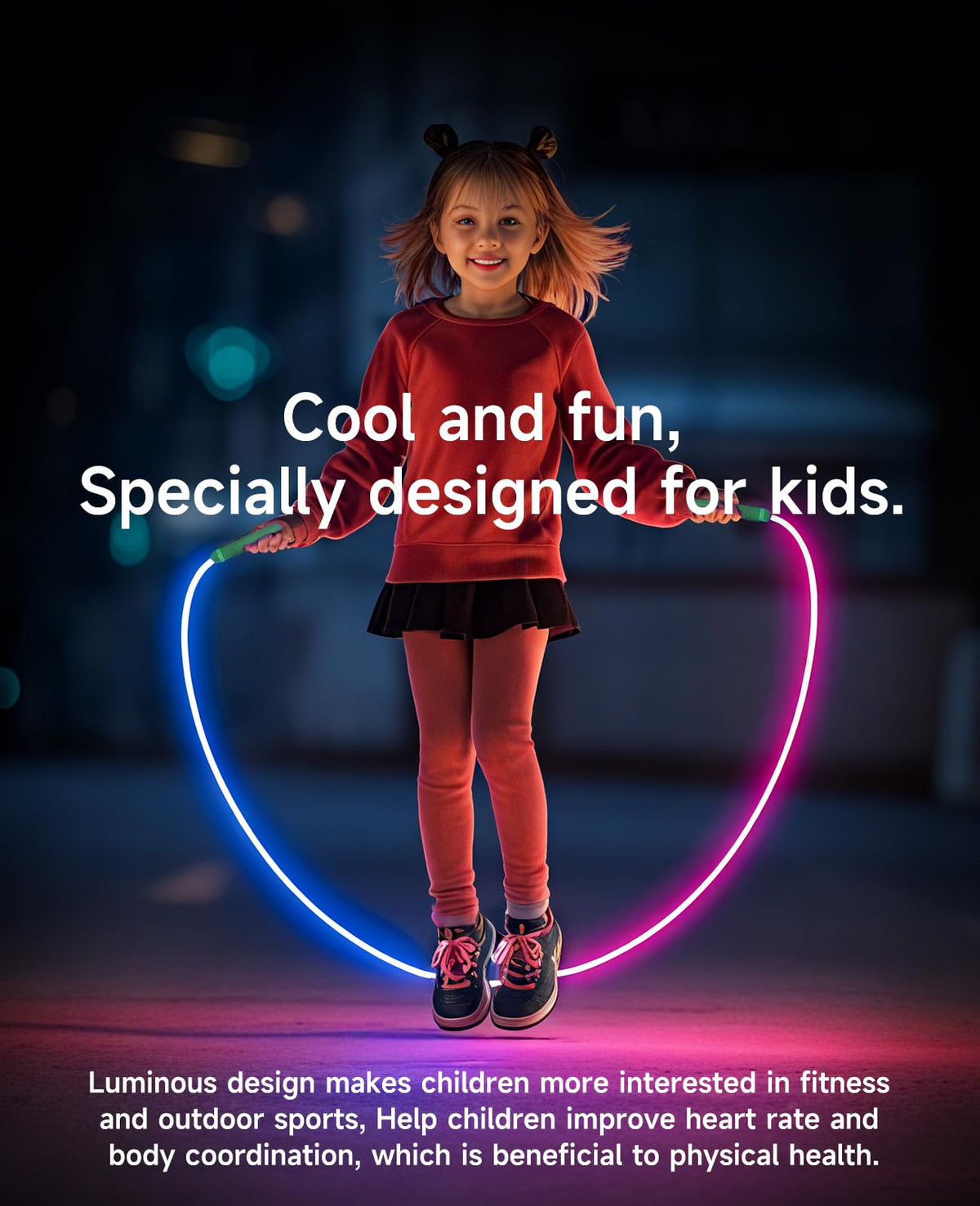LED Jump Rope for Kids, Glow in The Dark Fun Fitness Gift