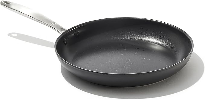 OXO Enhanced 8" Frying Pan Skillet, PFAS-Free Ceramic Nonstick, Durable Hard Anodized Cookware, Scratch Resistant, Stainless Steel Handle, Good Grips, Dishwasher Safe, Oven safe, Black