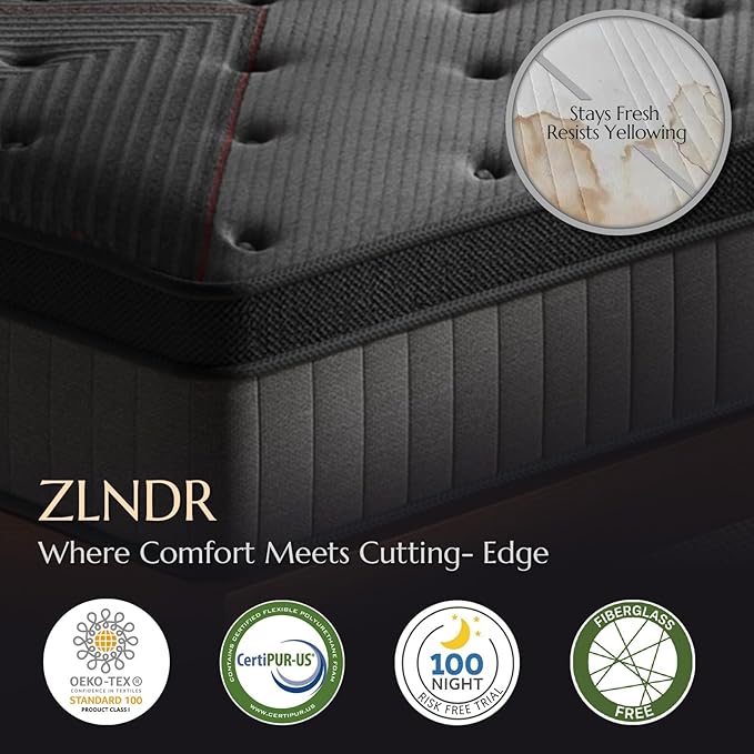 Aura Full Size Mattress - 12 Inch Hybrid Mattress Colchones Full in a Box - Medium Firm Cooling Gel Memory Foam & Pocket Coils for Pressure Relief - Motion Isolation - Fiberglass-Free - Black