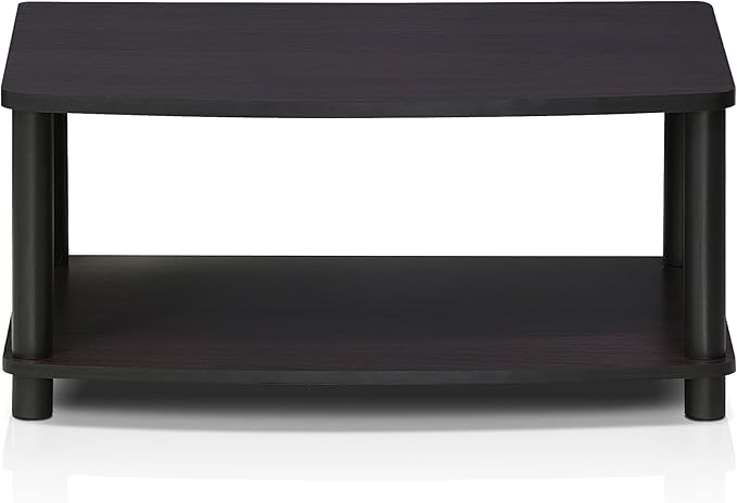 Furinno TURN-N-TUBE TV Riser Stand, 2-Tier Small Elevated No Tools TV Stand, TV Console for TV up to 32 inch, 15.8 x 23.8 x 11, for Living Room, Bedroom, Dark Walnut