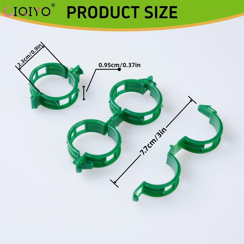CIQIYO® 100 Pcs Plant Support Clips,Plastic Clips for Securing Plants,Tomato Vine Clips,Plant Fixing Clips,Garden Clips for Climbing Plants,Grape and Vine Vegetables (100, Green)