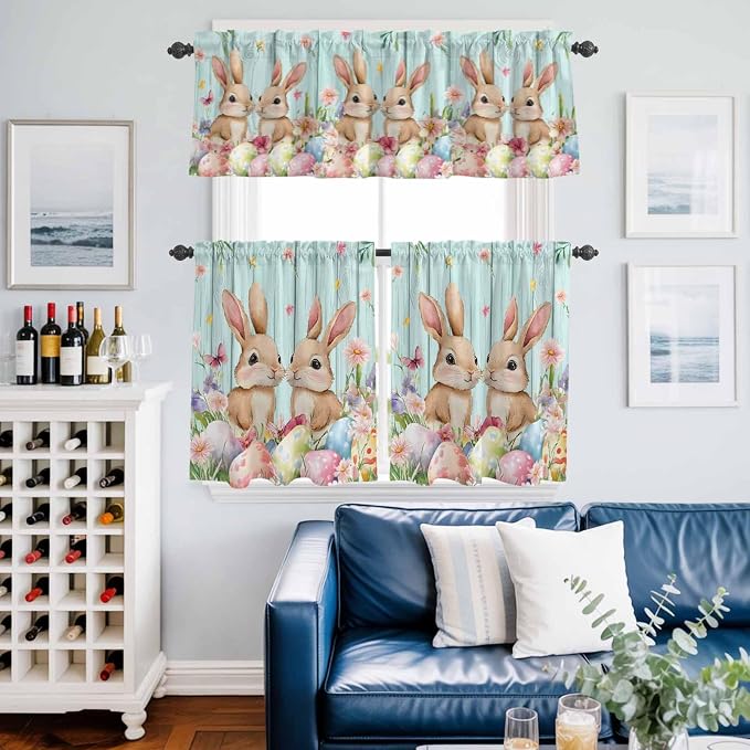 Easter Kitchen Curtains Set 3 Piece