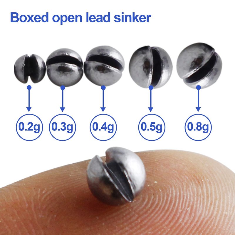 FREGITO Fishing Weight Sinkers,205pcs Weight Sinkers 5 Sizes Lead Weights Round Split Shot Sinker Removable Fishing Weights Sinkers