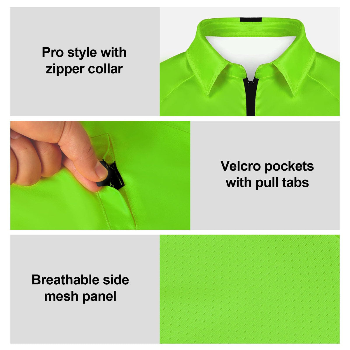HIGHRAZON Men Referee Shirt, Green Soccer Referee Jersey, Men’s Official Pro Soccer Referee Shirt with Double Hidden Pockets - Short Sleeve (L)