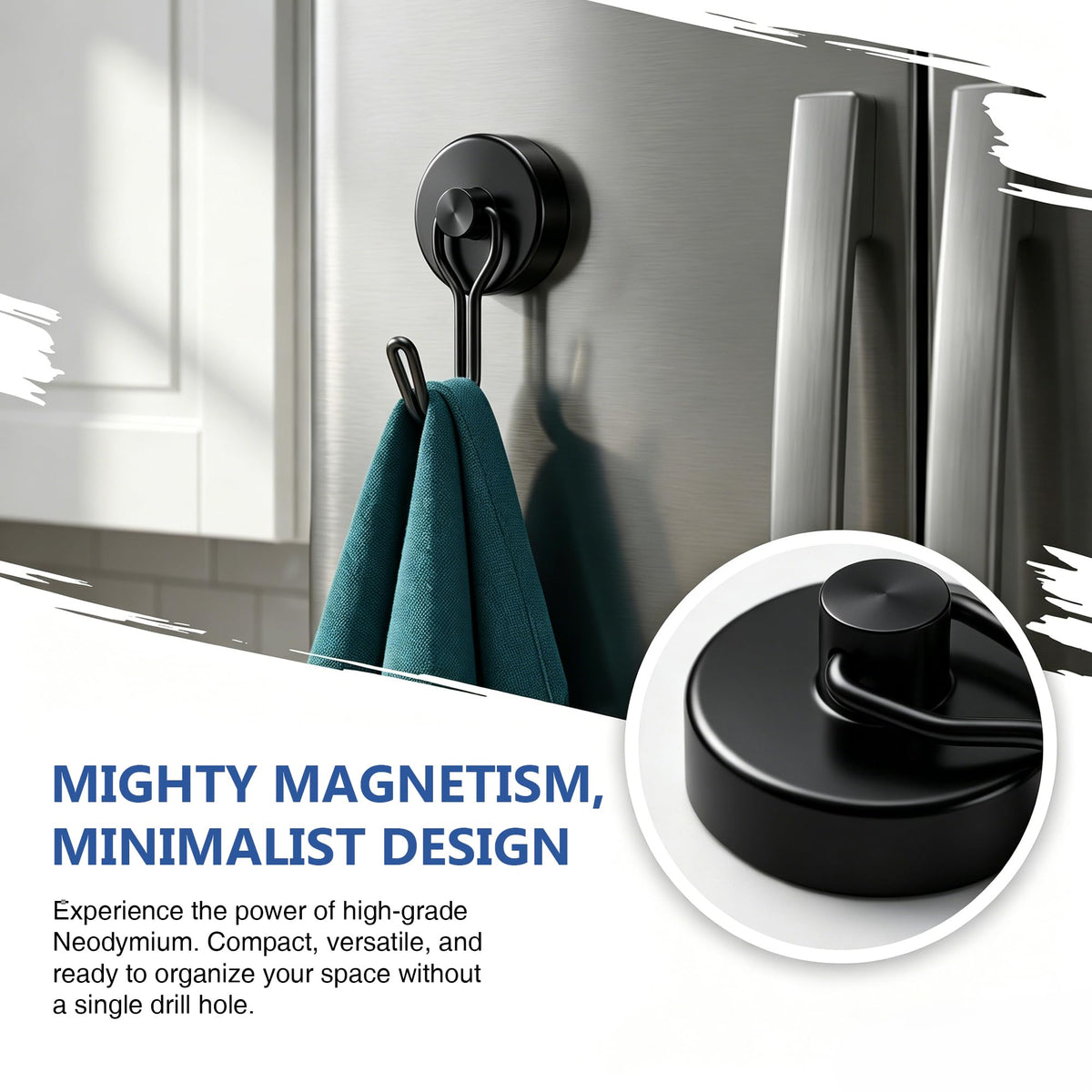 Tiergrade Magnetic Hooks, 2026 Cruise Cabin Ship Essentials Heavy Duty Strong Magnets Fridge Hanging for Classroom Kitchen Garage Grills Home, Max 8-Pack Black (4 Swivel + 4 Fixed)