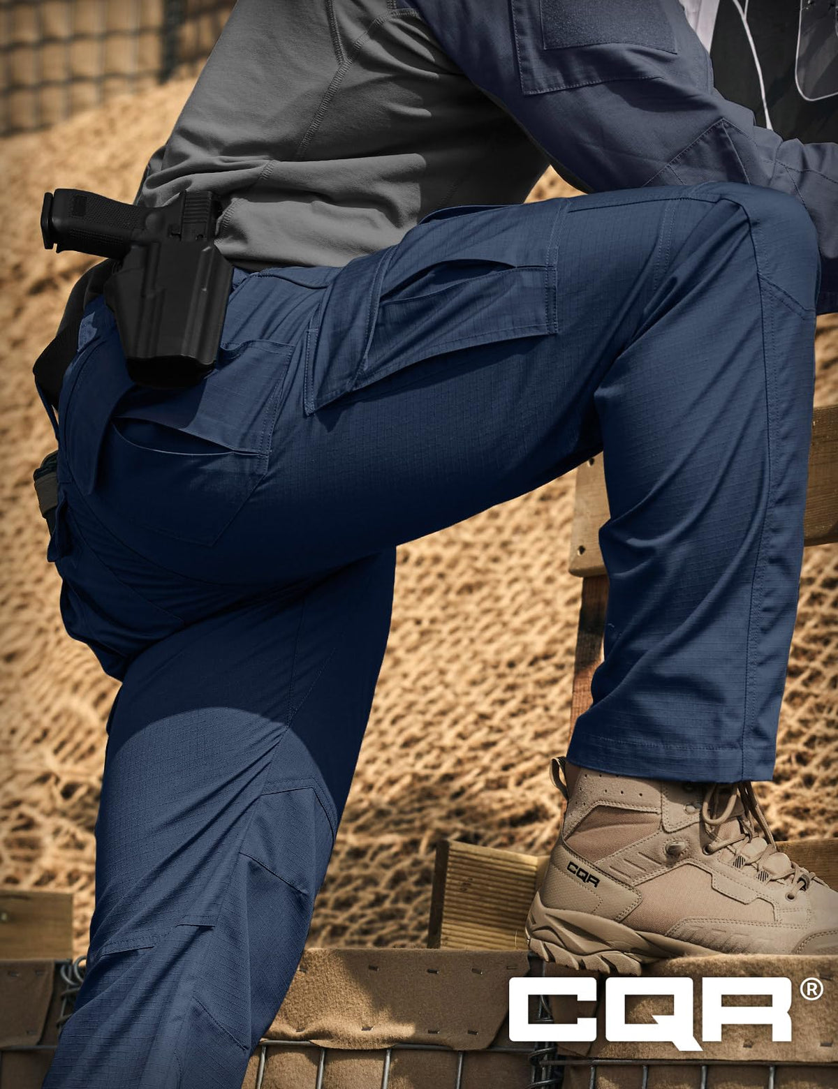 CQR Men's Tactical Pants, Water Resistant Ripstop Cargo Pants, Lightweight EDC Work Hiking Pants, Outdoor Apparel, Raider Midnight Blue, 32W x 30L