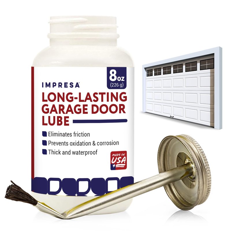 Impresa Silicone Dielectric Grease Paste - 8 Oz Jar - Smooth & Silent Sliding Door Silicone Lubricant - Waterproof Garage Door Grease - Precision Brush & Lubricant for Garage Spring