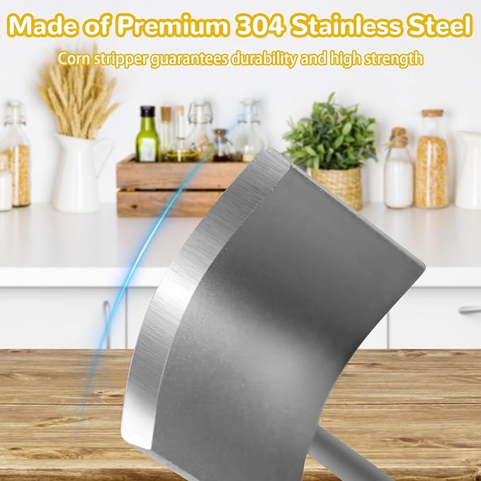 Corn Cob Stripper, Long Handle Corn Peeler for Corn on the Cob Stainless Steel Corn Stripping Tool Fast and Safe, Suitable for Home Kitchens, Restaurant Chefs, Outdoor Dining Enthusiasts