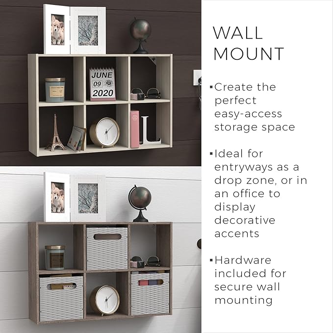 ClosetMaid Mini 6-Cube Desktop or Wall Mount Organizer, Weathered Teak