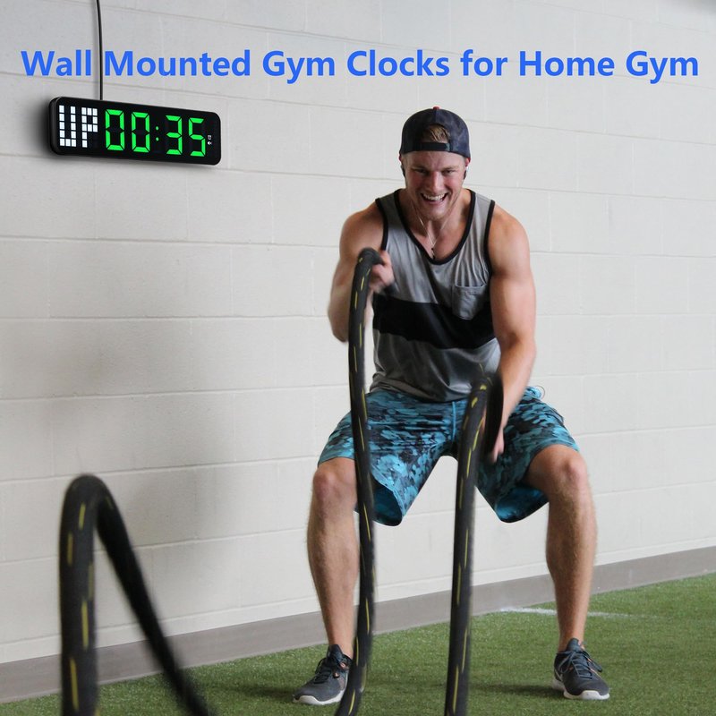 Gym Timer 15'' Large Wall Clocks for Home Gym, Interval Workout Countdown Clock Remote Control for Boxing Crossfit Fitness Tabata Home Gym Accessories
