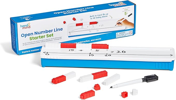 hand2mind Open Number Line Starter Set, White Board Dry Erase Number Lines for Students, Teaching Addition and Subtraction, Educational Math Manipulatives, Classroom Supplies for Teachers Elementary