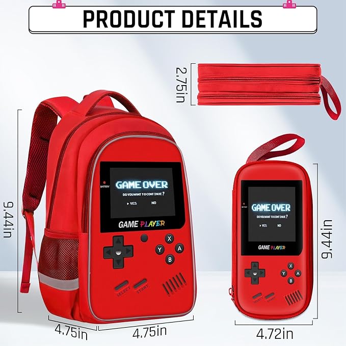 Backpack for School Boys,3pcs Boys Backpack and Lunch Box Set for Elementary Middle School, 17″ Video Game Bookbag for Ages 6-18 Kids Children Teens
