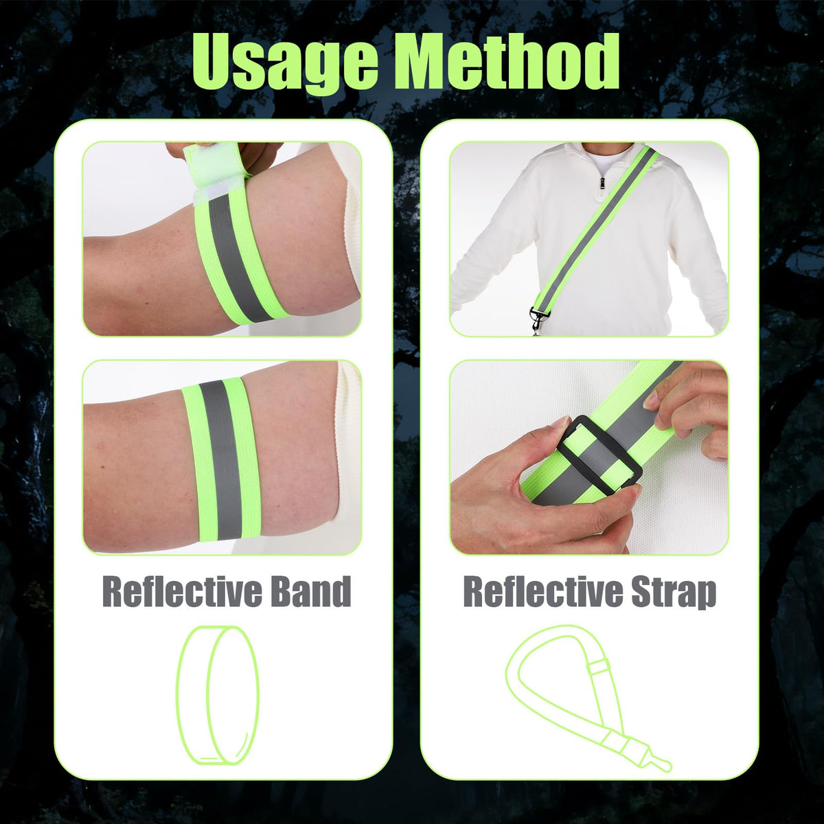 Alrhso Reflective Sash for Walking at Night, 3 Pcs High Visibility Reflective Running Gear Night, Adjustable Night-Walking Safety Gear for Men Women