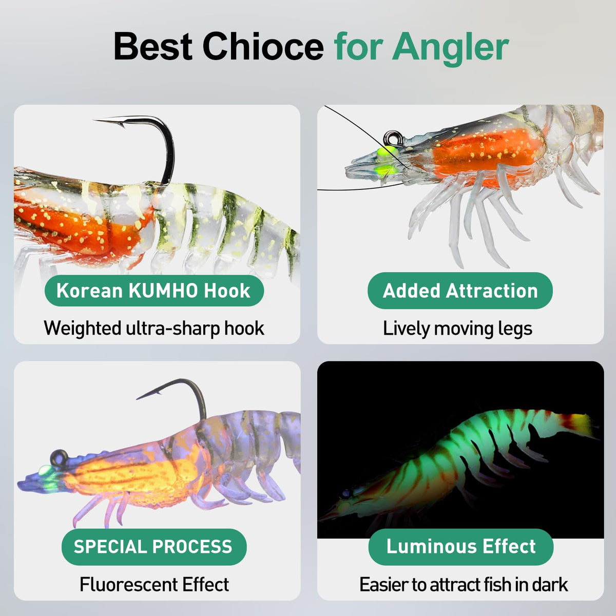 TRUSCEND Duramax TPE Soft Fishing Lures with BKK Hooks, Easy Catch Curly & T-Tail for Trembly Sinking & Vibrating Swim, UV or Glow Effect for All Conditions, Pre-rigged Swimbait for Bass Trout Crappie