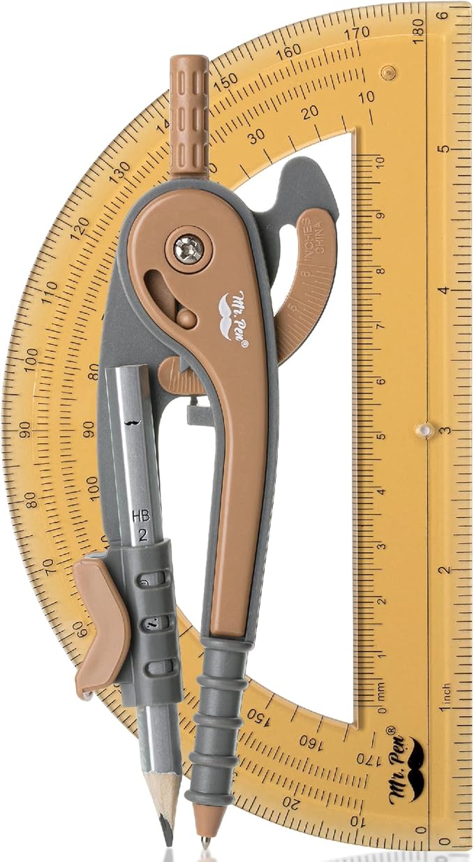 Mr. Pen- Compass and Protractor Set, Math Compass for Geometry and Drawing