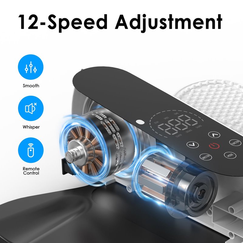 Under Desk Elliptical Machine for Senior, Quiet Motorized Leg Exerciser with Smart Remote, Pedal Exerciser with 12 Adjustable Speeds for Auto/Manual Modes, LCD Monitor, Easy to Use for Home Office
