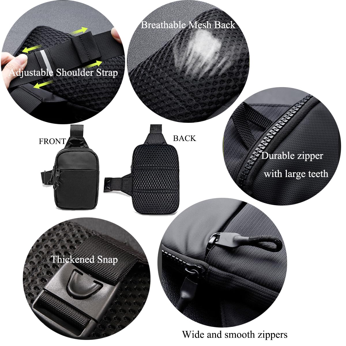 Vpoofree Mini Anti Theft Sling Bag for Men and Women, Small Crossbody Sling Backpack Fanny Pack Chest Bag for Travel Sport Running Hiking